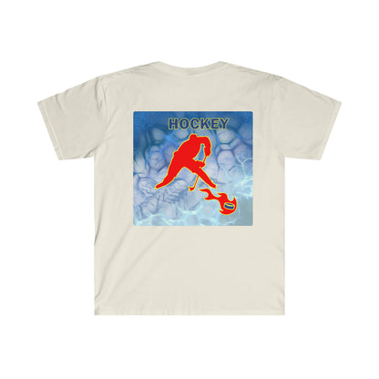 ' Melting Ice Hockey' Two Side Print Unisex Adult Softstyle T-Shirt