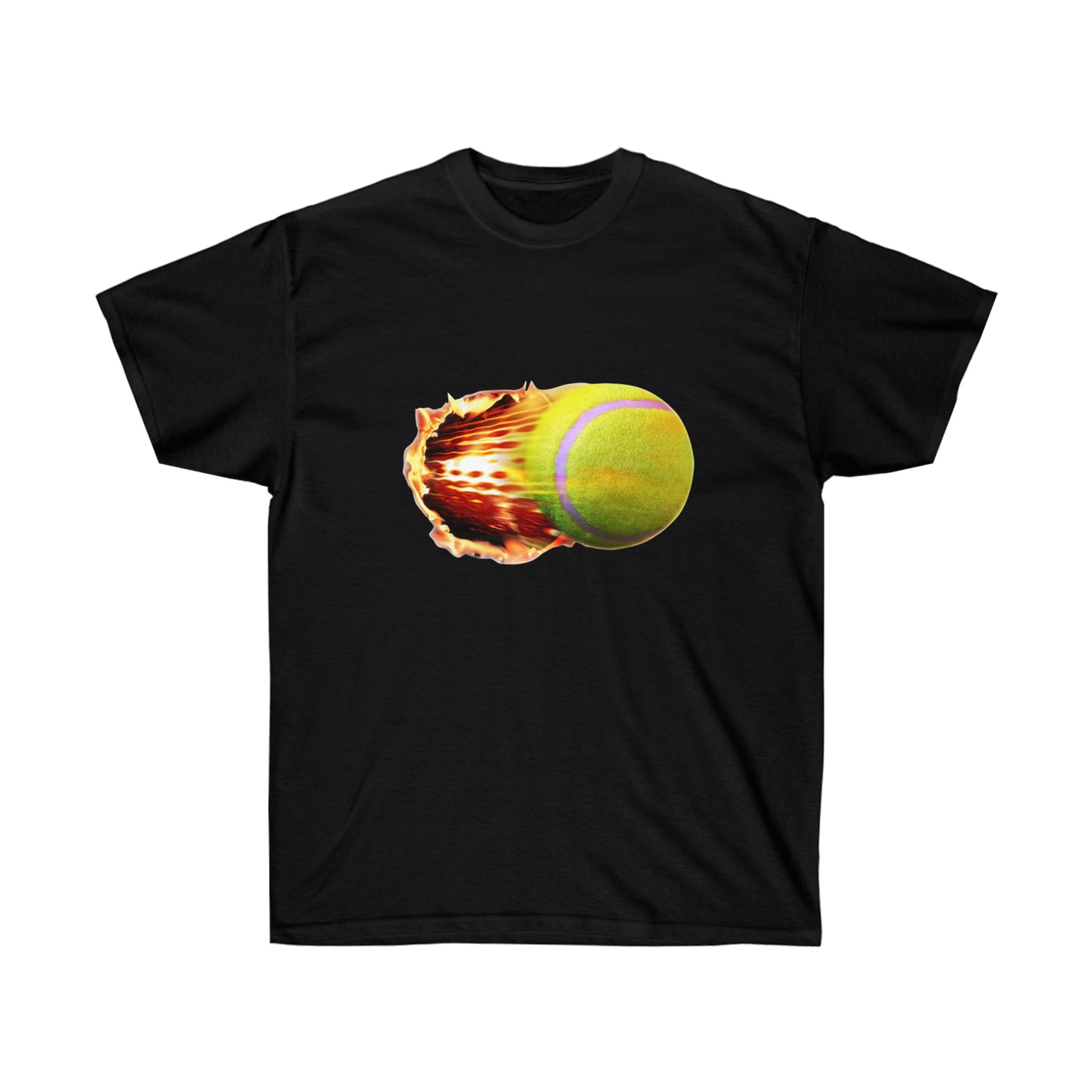 Fire Tennis Ball Camiseta de ultra algodón unisex Estampado en la parte delantera y trasera