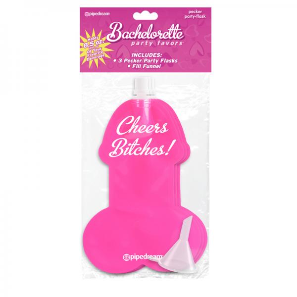 Bachelorette Party Favors Pecker Party 8.5-ounce Flasks Pack Of 3