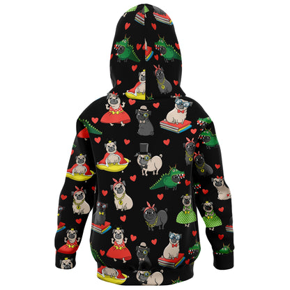 Sudadera con capucha y estampado completo para niños Pugs 