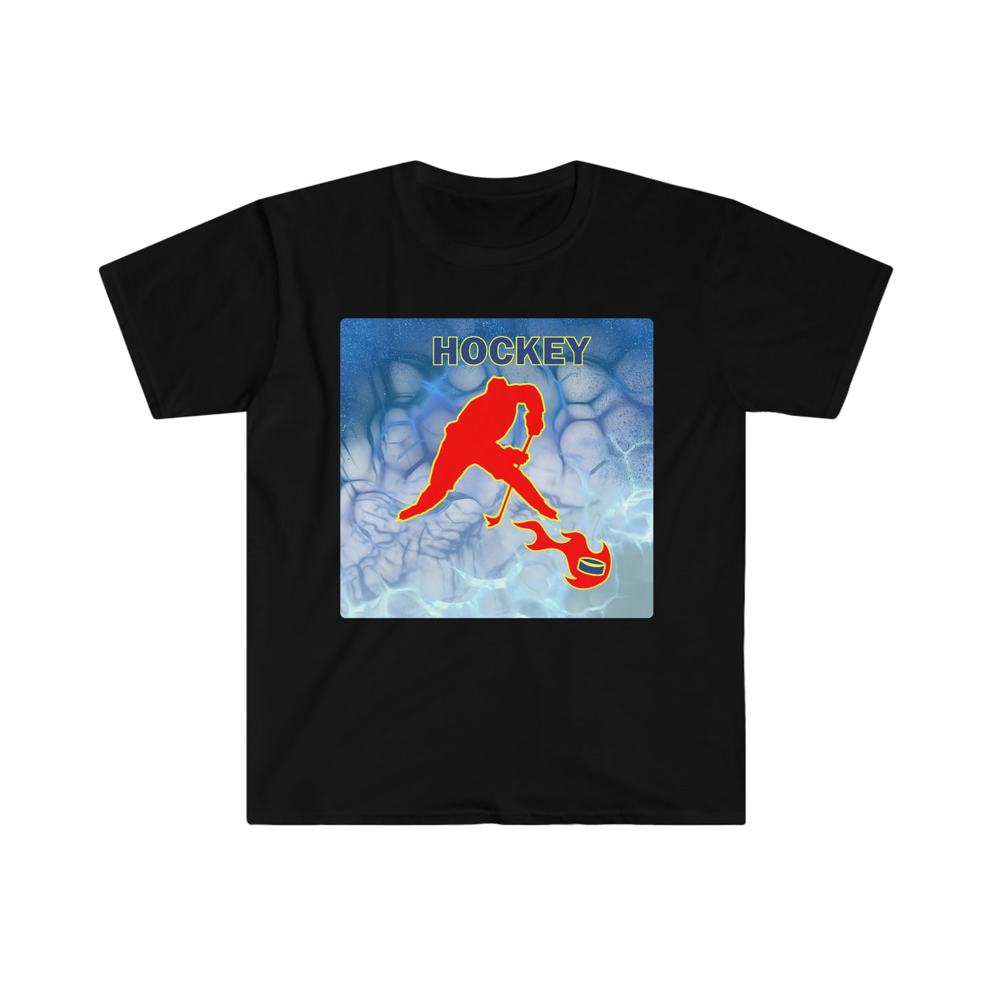 ' Melting Ice Hockey' Two Side Print Unisex Adult Softstyle T-Shirt