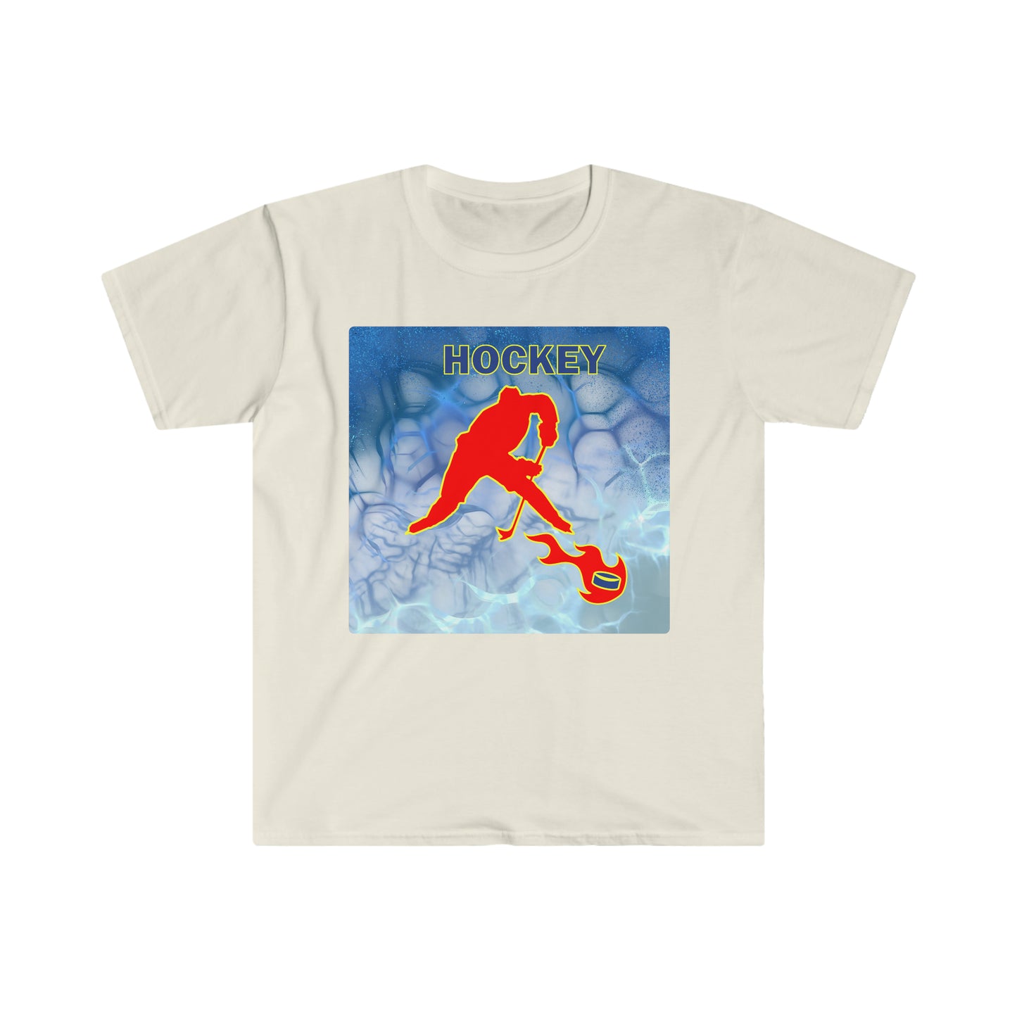 ' Melting Ice Hockey' Two Side Print Unisex Adult Softstyle T-Shirt