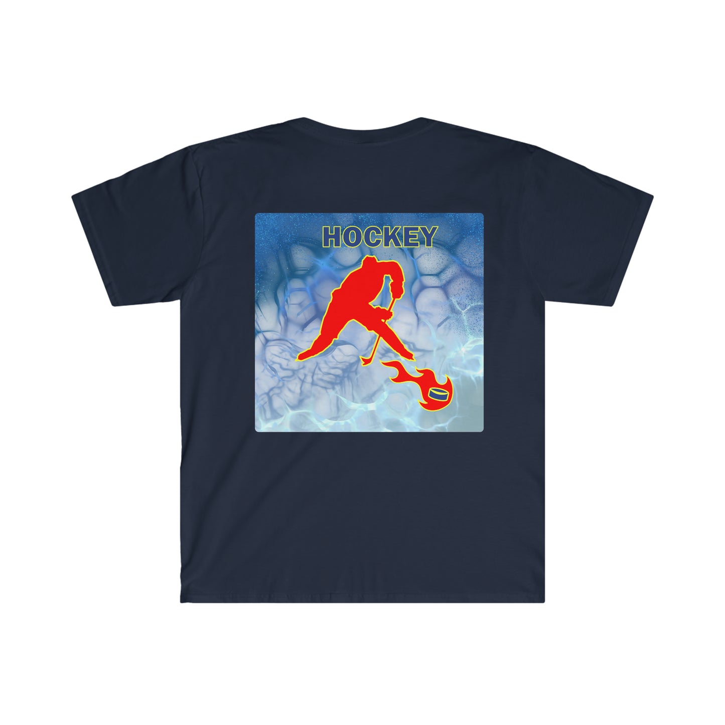 ' Melting Ice Hockey' Two Side Print Unisex Adult Softstyle T-Shirt