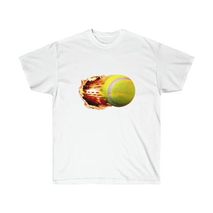 Fire Tennis Ball Camiseta de ultra algodón unisex Estampado en la parte delantera y trasera