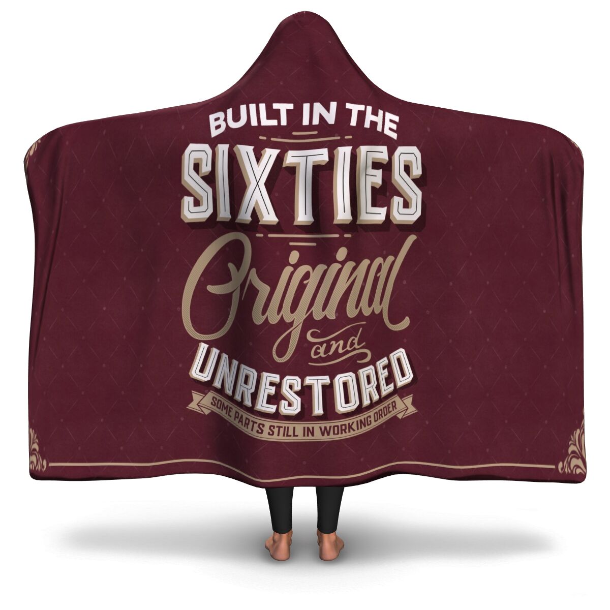 Built In The 60's Hooded Blanket- Printed