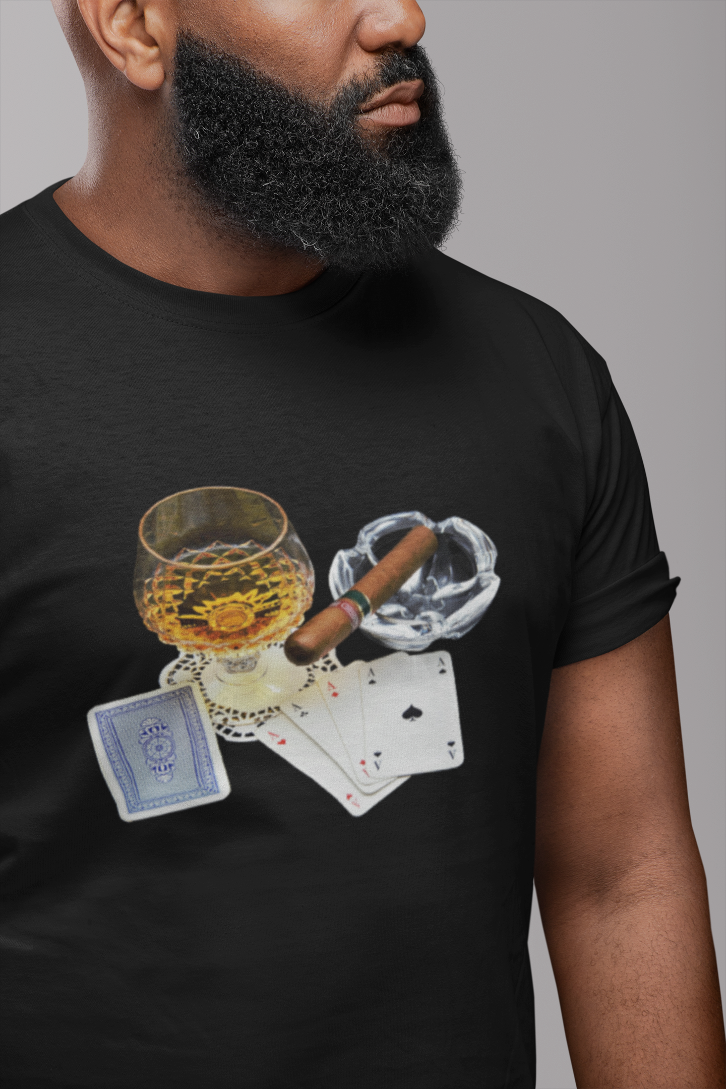 Cognac, Cigar and Aces- Man or Woman Adult T-Shirt