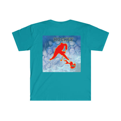 ' Melting Ice Hockey' Two Side Print Unisex Adult Softstyle T-Shirt