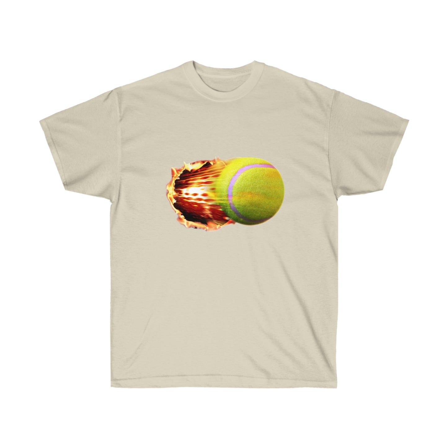 Fire Tennis Ball Unisex Ultra Cotton Tee Front And Back Print-Adult Man or Woman