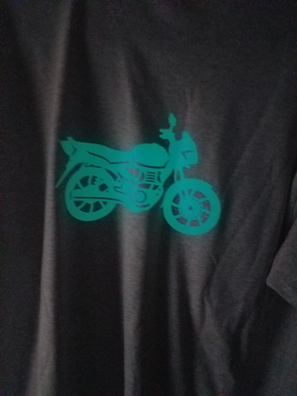 Camiseta de manga corta para adulto de motocicleta que brilla en la oscuridad