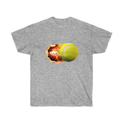 Fire Tennis Ball Camiseta de ultra algodón unisex Estampado en la parte delantera y trasera