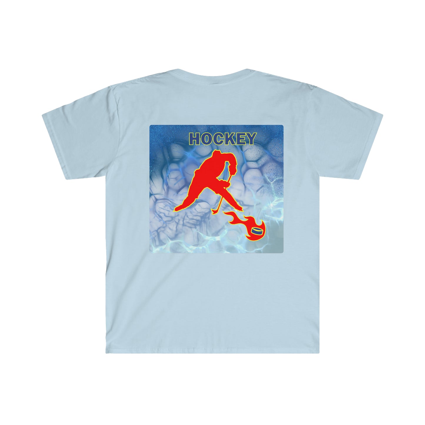 ' Melting Ice Hockey' Two Side Print Unisex Adult Softstyle T-Shirt