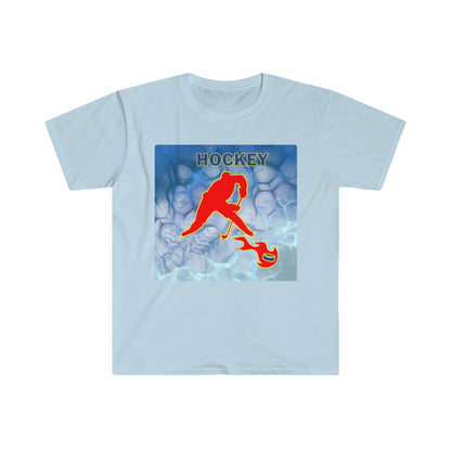 ' Melting Ice Hockey' Two Side Print Unisex Adult Softstyle T-Shirt