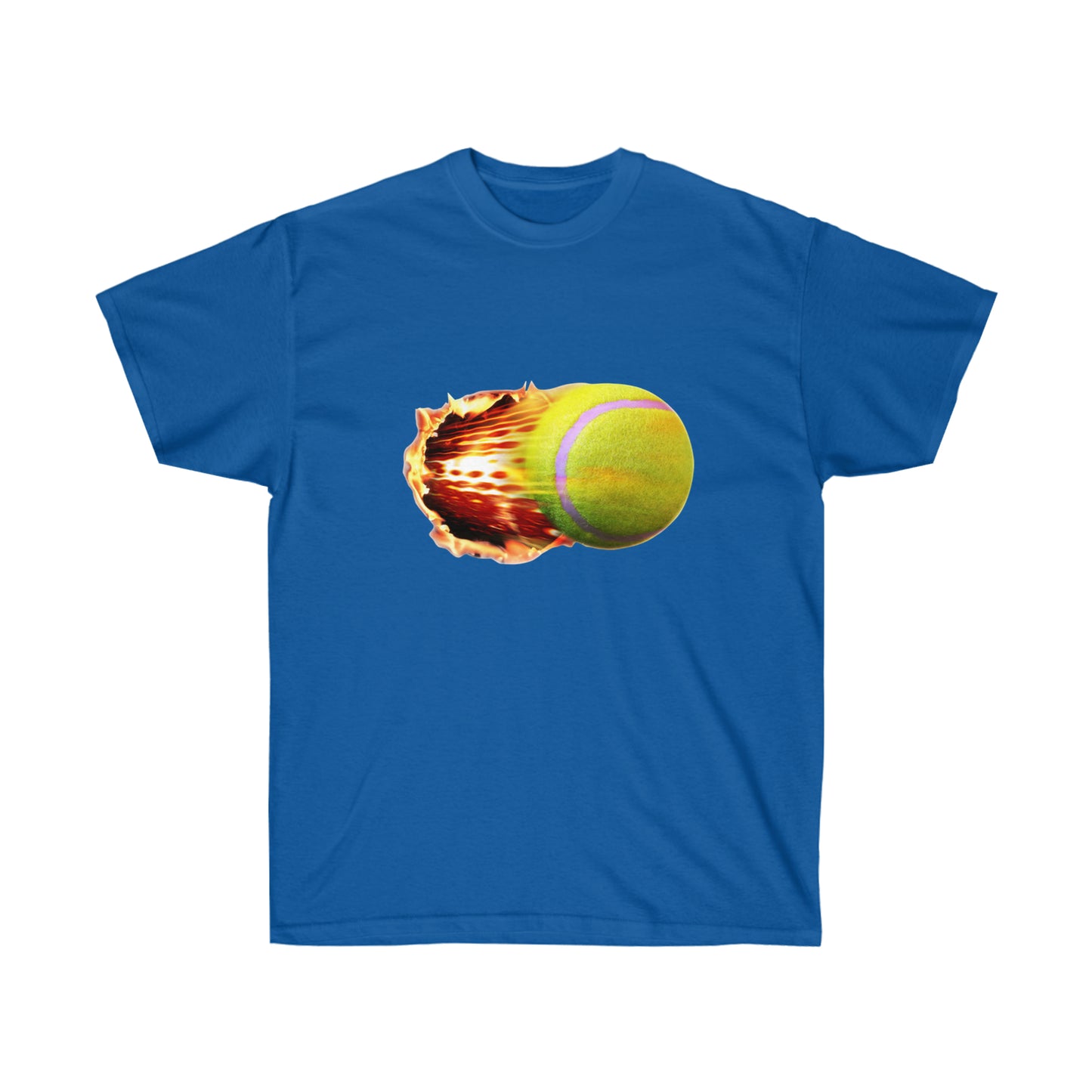 Fire Tennis Ball Camiseta de ultra algodón unisex Estampado en la parte delantera y trasera