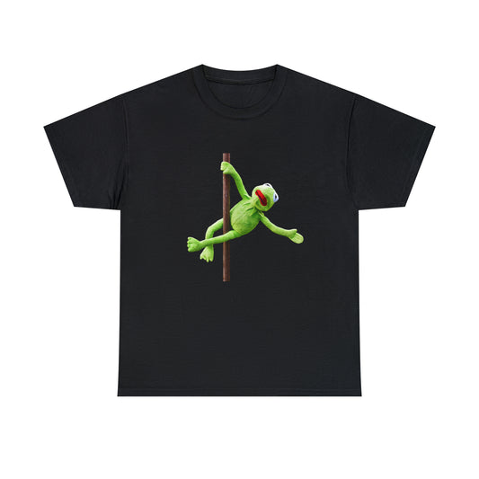 Pole Dancing Frog Unisex Heavy Cotton Tee Front And Back Print