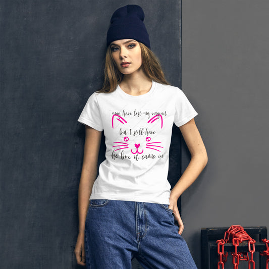 Camiseta de manga corta para mujer Pink Kitty, mezcla de algodón y poliéster 
