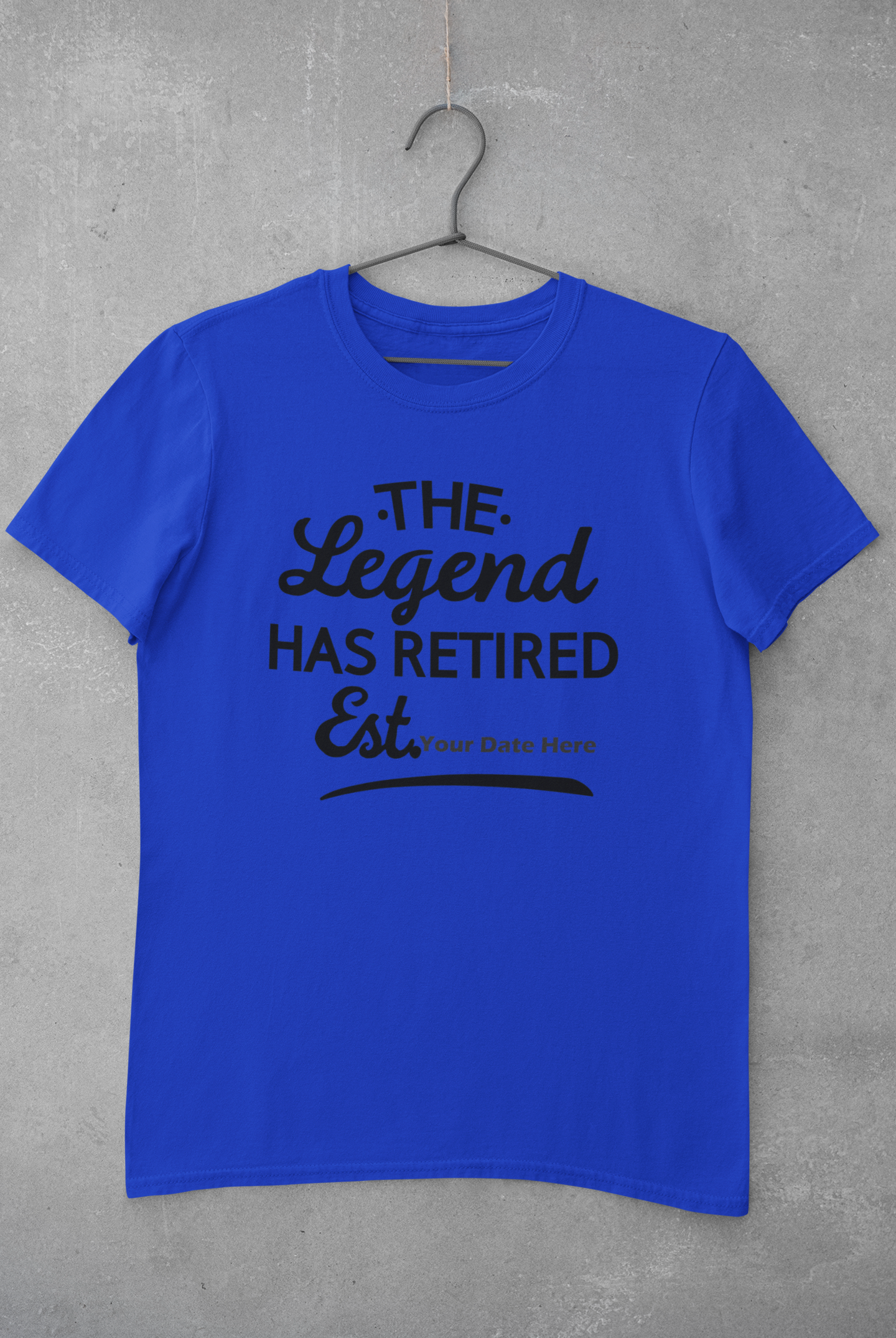 Camiseta de manga corta unisex para adultos 'The Legend Has Retired' con est. Impresión de fecha