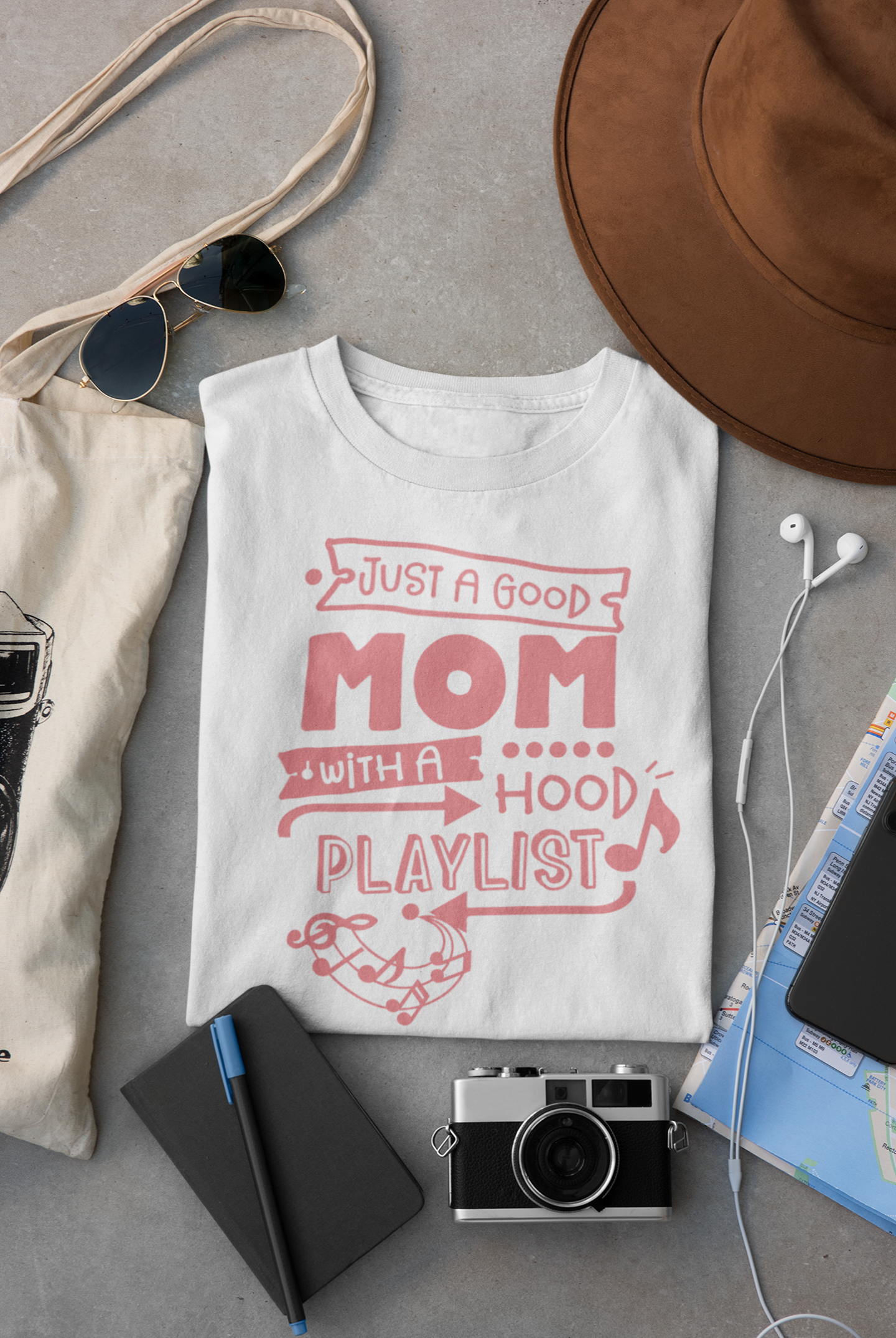 Just A Mom With A Hood Play List- Short sleeve Adult T-shirt