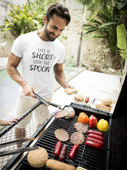 Life Is Short Lick The Spoon- Printed  Unisex short sleeve T-shirt, enjoy life